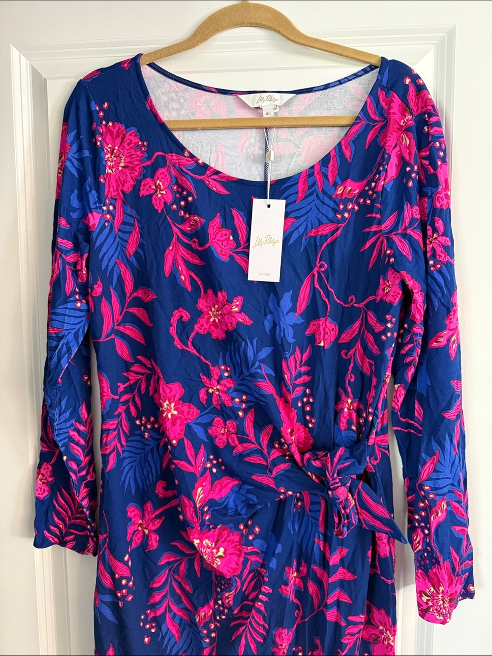 New With Tags! Lilly Pulitzer Blue & Hot Pink Floral Wrap Dress